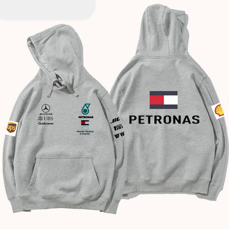 Sweat à capuche Qualcomm Mercedes AMG Petronas Motorsport Team F1 Coton Homme Poche Kangourou